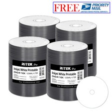 400 Pack Ritek Pro DVD-R 16X 4.7GB White Inkjet Hub Printable Blank Media Disc picture