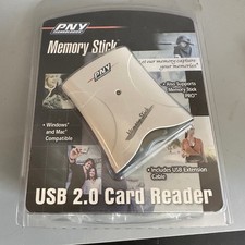 PNY Technologies Memory Stick USB 2.0 Card Reader P-MS-USB2-PB Vintage 2002 New picture