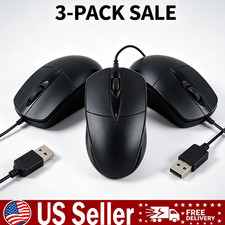 3PCS USB 2.0 Optical Wired Scroll Wheel Mouse PC Laptop Notebook Desktop Black picture