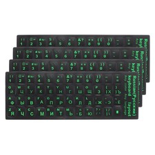 4Pcs Russian Keyboard Sticker Black Back Green Letter Alphabet Sticker picture