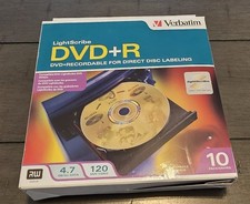 NEW UNUSED Verbatim LightScribe DVD+R Recordable Discs 4.7GB 120 Min Spindle picture