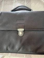 Kenneth Cole Reaction Brown Leather Laptop Briefcase Messenger w/ Shoulder Strap picture