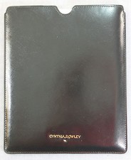 CYNTHIA ROWLEY New York BLACK GENUINE LEATHER PROTECTIVE IPAD CASE NWT picture