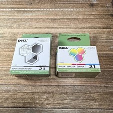Genuine Dell Series 21 Ink Cartridge 2 Set Y498D Black + One Y499D Color Sealed picture