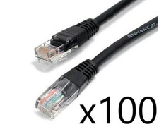 100 Pack Lot - 1ft CAT5e Ethernet Network LAN Router Patch Cable Cord Wire Black picture