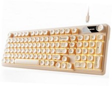 V102 Wired Keyboard, 98 Keys Creamy Gaming Keyboard with Number Cream Pink picture