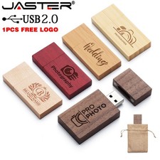 Free Custom LOGO Wooden Pen Drive 64GB USB Flash Drive Gift Memory Stick 128GB picture