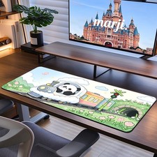 1pc Large Extended Gaming Mouse Pad - Floral Sea Track Cartoon Train Cute Pand picture