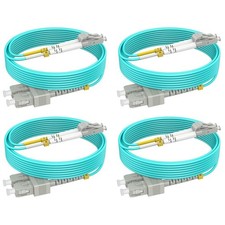 4 PCS OM3 LC To SC Fiber Patch Cable Multimode MMF Network Cord Fits 3FT/1M picture