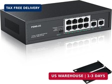 10 Port Full Gigabit PoE+ Switch with Rack Mount Ears, 8 Port PoE 1000Mbps, 2x10 picture