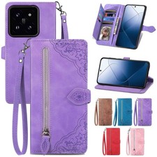 Zip Flower Leather Wallet Cover Case For TCL Infinix Hot Tecno Blackview Sharp picture