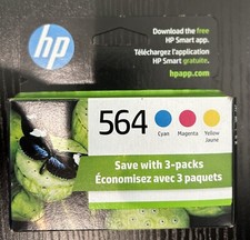 HP 564 (N9H57FN) Ink Cartridges 3-Pack Genuine OEM Black Cyan Magenta Yellow picture