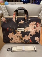 DACHEE Laptop Computer Messenger Bag Water-Resistant Floral Black Peony picture